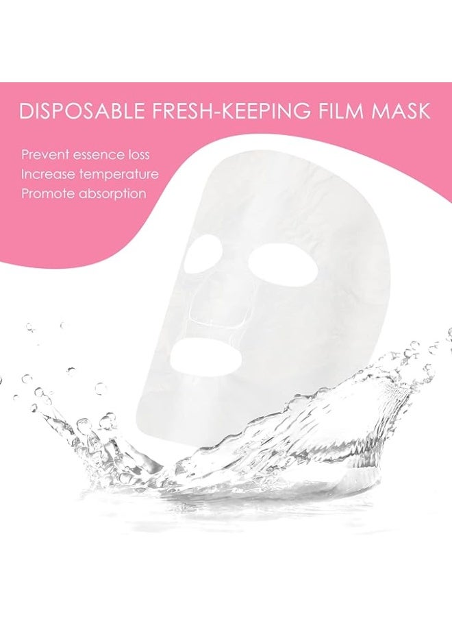 salbsever 200 Sheets Disposable Facial Sheet Mask Face Mask Facial Plastic Mask Set Transparent Moisturizing Face Disposable Face Thin Facial Plastic Wrap Retention for Skin Care DIY Spa Mask - Image 2